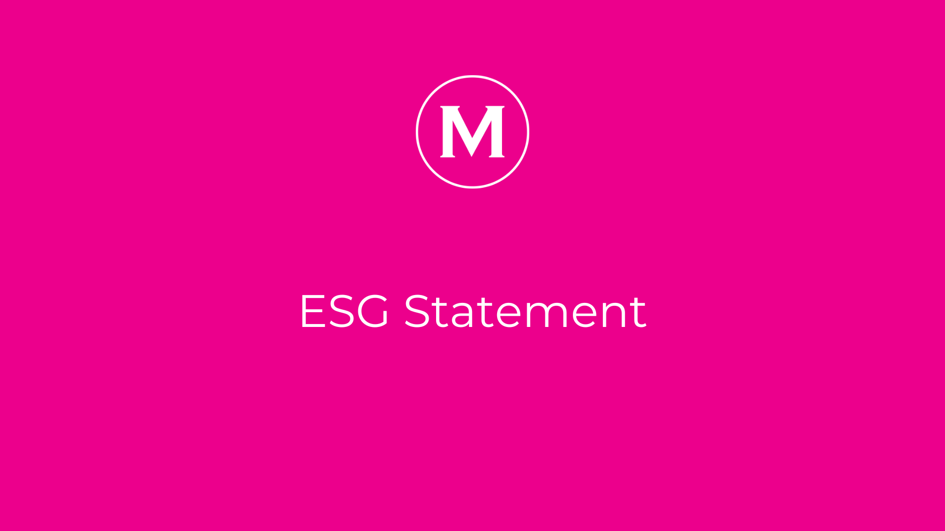 ESG Statement